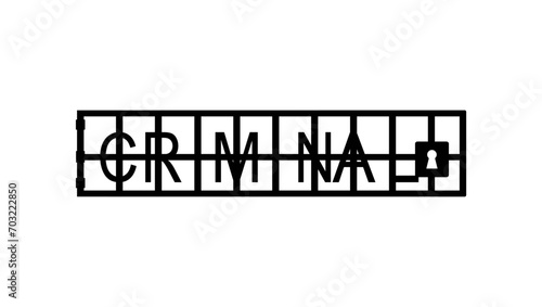 Criminal isolated stamp, prison bars with the inscription crime photo