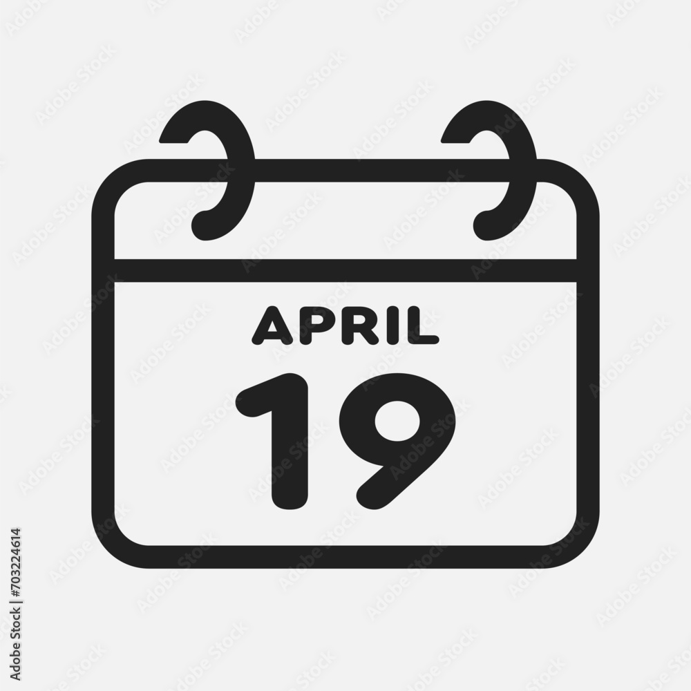 Icon page calendar day - 19 April Icon page calendar day - 19 April