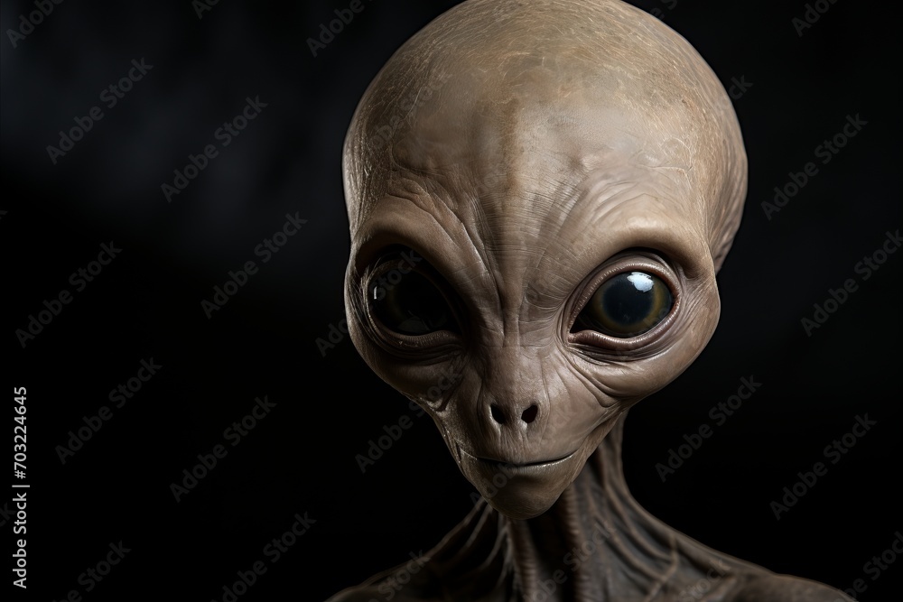 Detailed Illustration of Extraterrestrial with Slender Gray Body and Almond Shaped Eyes