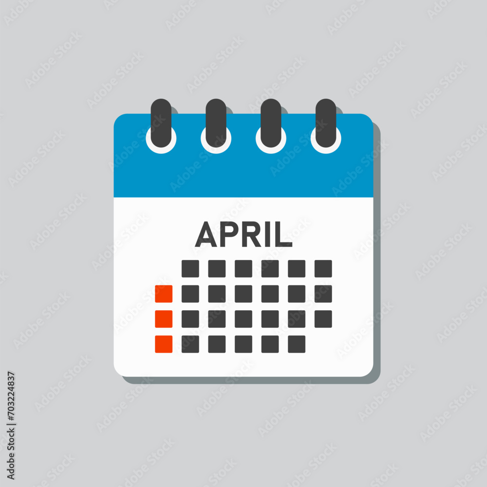 Vector template icon page calendar, month April Vector template icon page calendar, month April