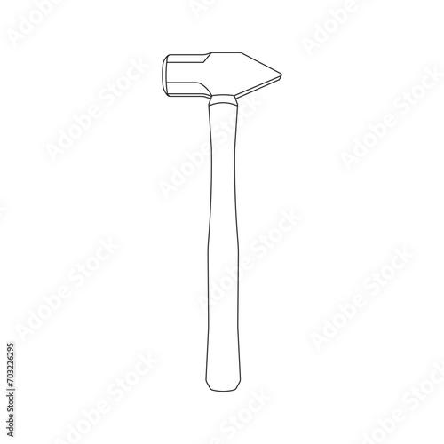 Hand drawn Kids drawing Cartoon Vector illustration blacksmith hammer icon Isolated on White Background
