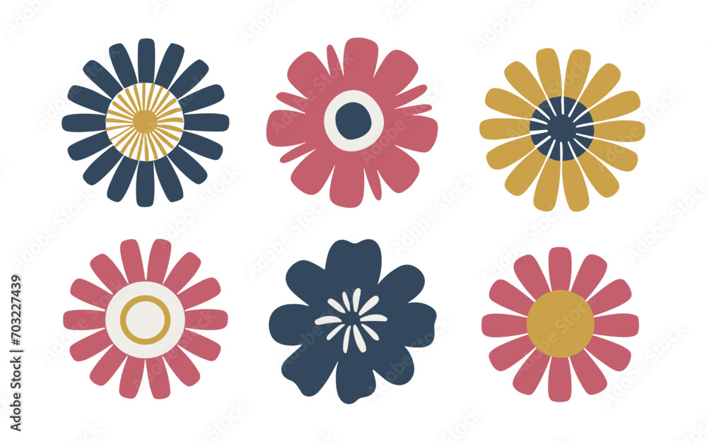 Abstract flowers vector clipart. Spring illustration.