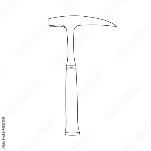 Hand drawn Kids drawing Cartoon Vector illustration rock hammer icon Isolated on White Background