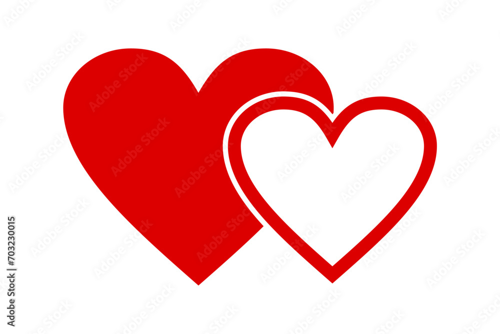 Two hearts connected. Interlocked two hearts icon. Love design element. Two hearts connected. Interlocked two hearts icon. Love design element.