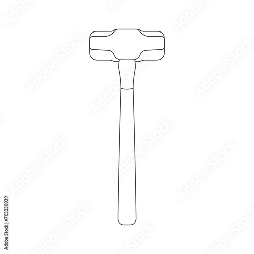 Hand drawn Kids drawing Cartoon Vector illustration sledge hammer icon Isolated on White Background