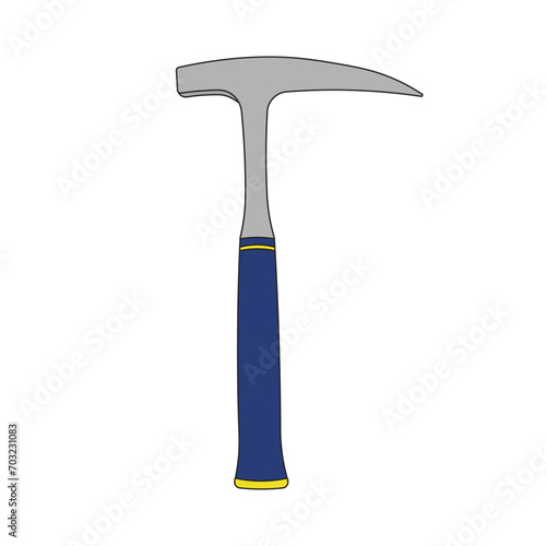 Kids drawing Cartoon Vector illustration rock hammer icon Isolated on White Background photo