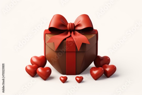 Happy Valentine's Day Three-dimensional chocolate cake gift set For lovers and important people generative by ai