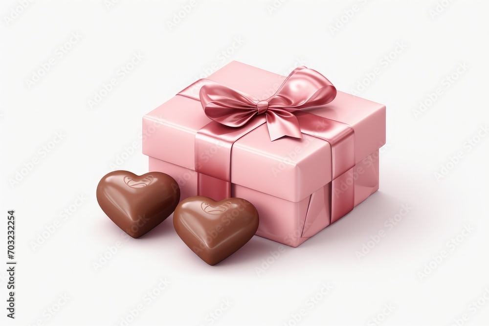 Obraz premium Happy Valentine's Day Three-dimensional chocolate cake gift set For lovers and important people generative by ai