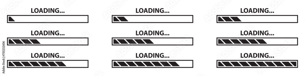 Loading Bar Icon Set - Vector Illustrations Isolated On White ...