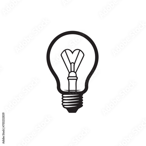 2D Flat Vector of a Business Idea Lightbulb in Black and White.