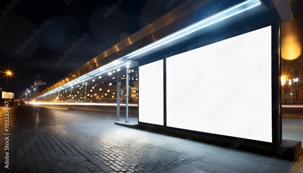 Blank electronic billboard in the city, city night scenery, promotional mockup, empty light box in the city. - horizontal billboard Blank electronic billboard in the city, city night scenery, promotional mockup, empty light box in the city. - horizontal billboard