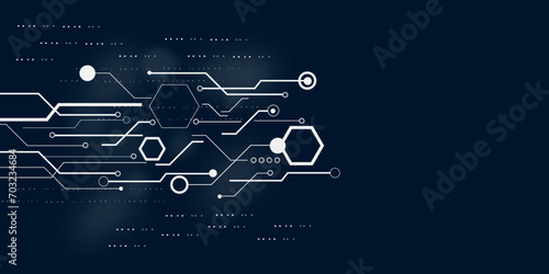 Vectors Digital technology and science background Quantum computer technologies concepts, large data processing. Futuristic blue circuit board background. 