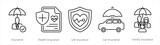 A set of 5 Insurance icons as insurance, health insurance, life insurance