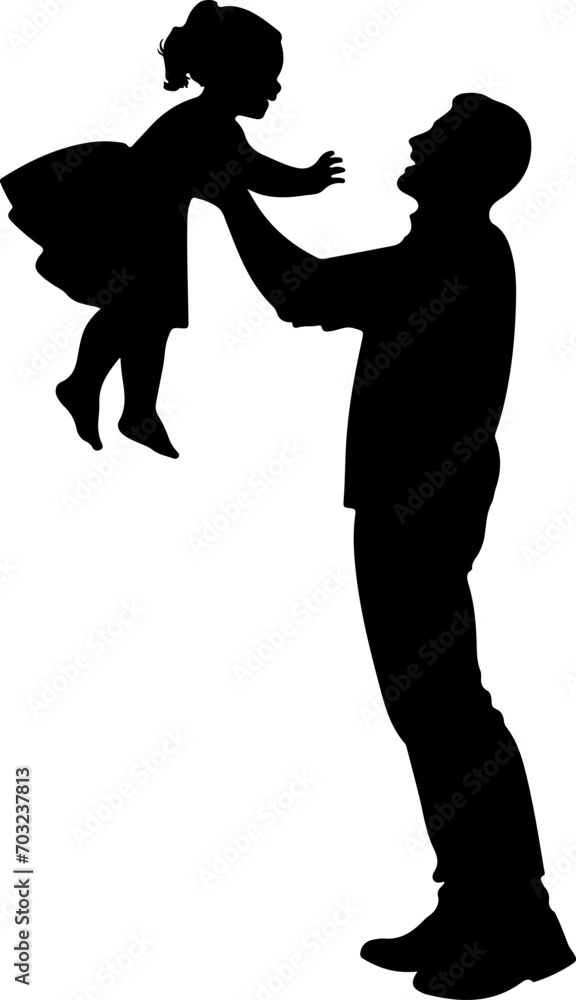 Father Playing With Daughter silhouette