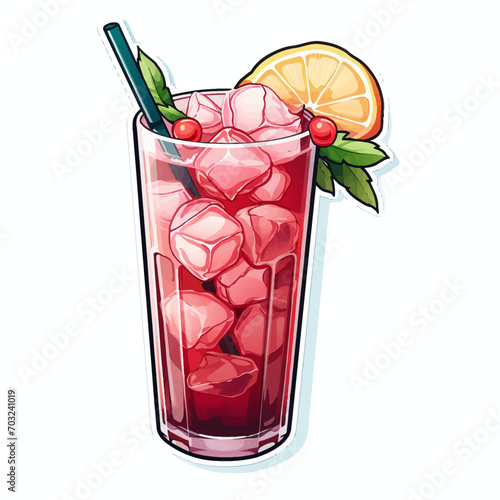 glass, drink, cocktail, red, ice, juice, alcohol, isolated, cold, beverage, white, fruit, cherry, food, water, refreshment, sweet, cranberry, fresh, vodka, cool, object, summer, strawberry, party