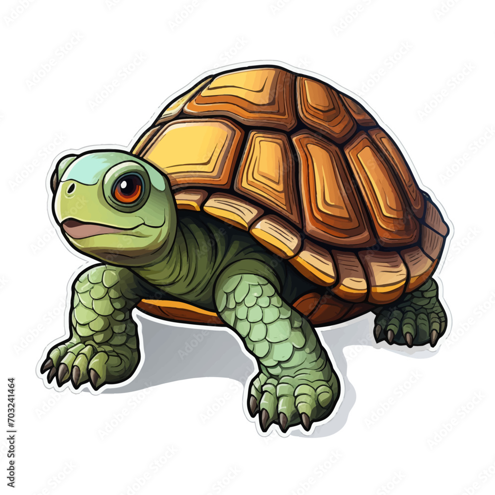 Obraz premium turtle, tortoise, animal, reptile, shell, nature, pet, isolated, wildlife, slow, wild, white, amphibian, cartoon, crawl, brown, close-up, baby