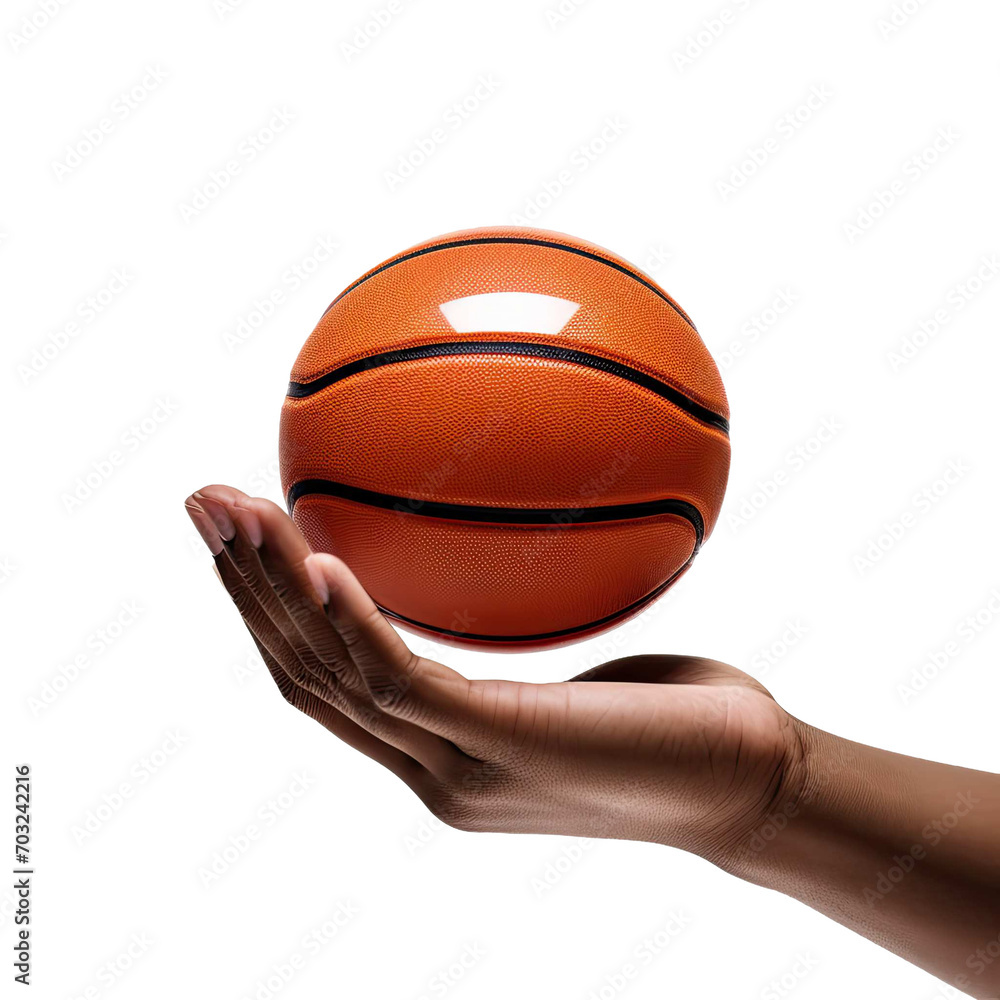 man holding a basketball on transparent background