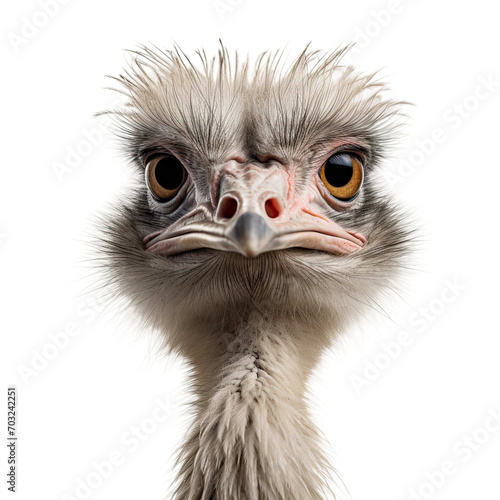  ostrich head closeup on a transparent background