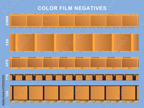 Detailed C41 Colour Film Strips Negatives 35mm 120 110 126 APS Films 