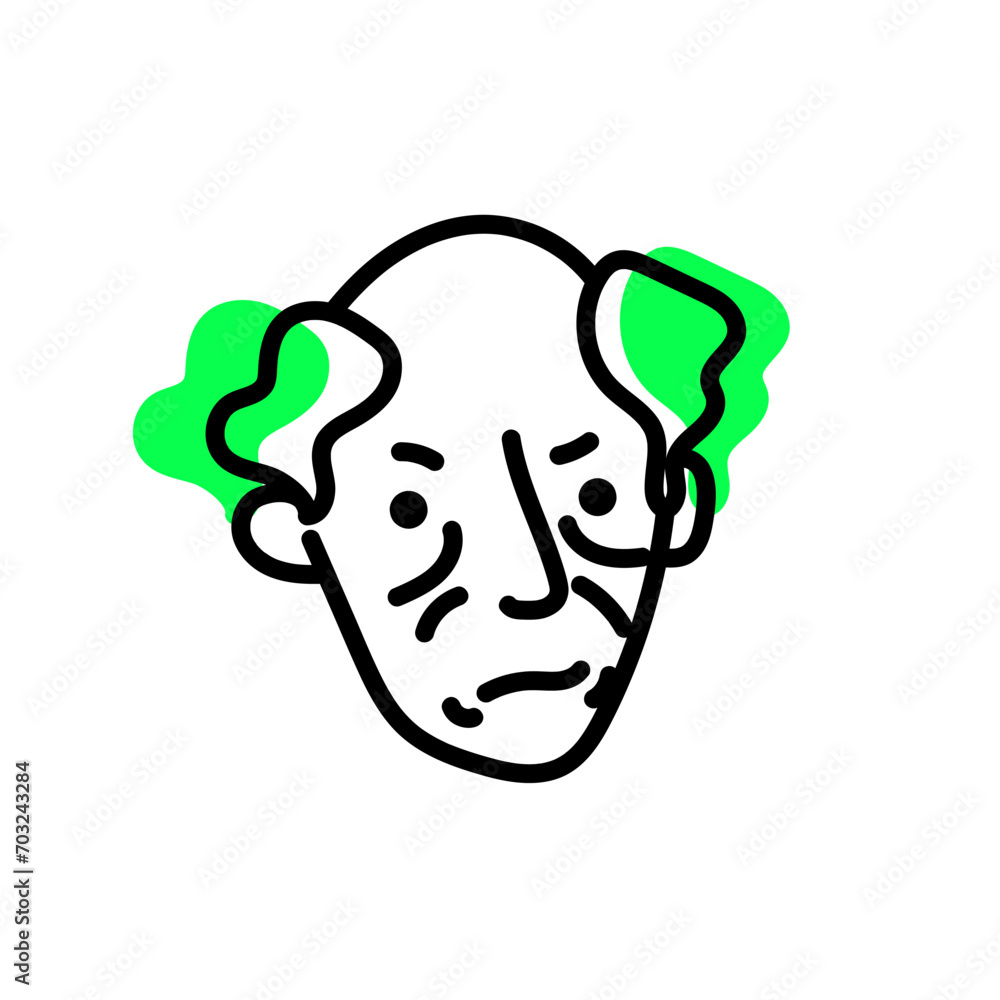 illustration oldman personage, black outline character concept, vector graphic illustration oldman personage, black outline character concept, vector graphic