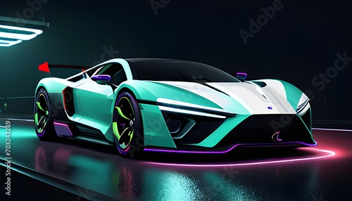 fast moving car on night road