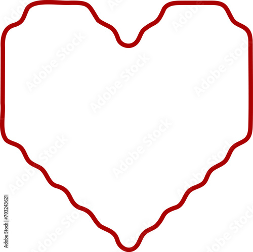 Heart outline pixel style vector illustration. Pixel heart Love symbol hand drawing stylized design element