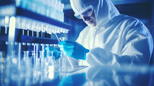 Scientist handling samples in lab