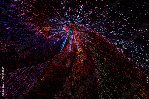 Abstract background of colorful converging beams
