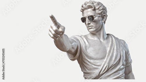Sculpture of a Greek man in sunglasses