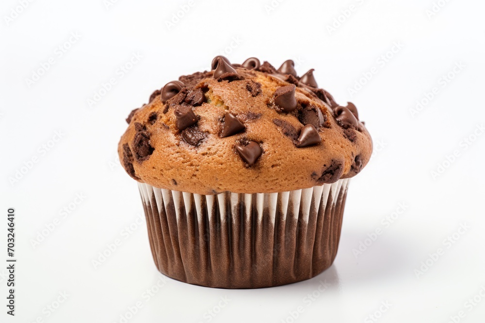 Delicious Chocolate Muffin on white background