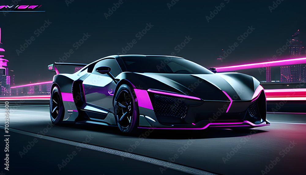 Obraz premium car driving in night