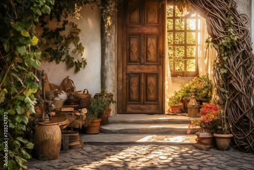 Beautiful entrance of an old rustic house