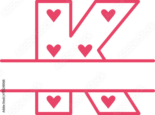 heart alphabet monogram k