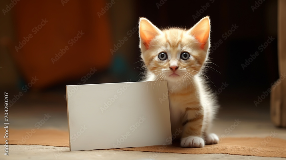 funny pet cat showing a placard isolated on white background blank web banner template and copy space funny pet cat showing a placard isolated on white background blank web banner template and copy space