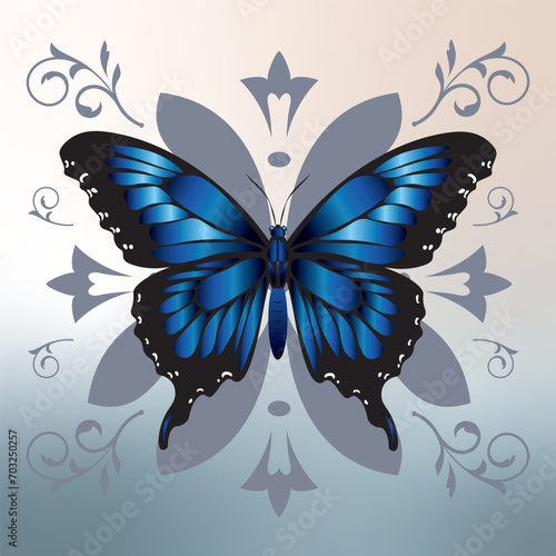 blue butterfly in a flower arrangement 