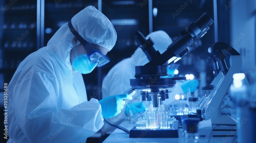 Female microbiologists or scientists conduct research, experiments, and analyses in a modern medical laboratory. Evolution, science, pandemic, health, technology concepts. Female microbiologists or scientists conduct research, experiments, and analyses in a modern medical laboratory. Evolution, science, pandemic, health, technology concepts.