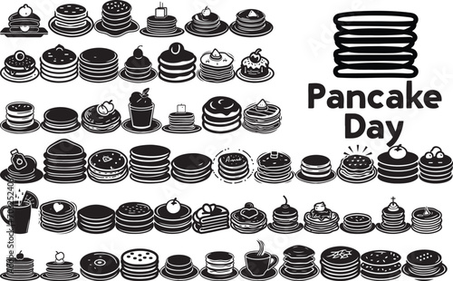 happy pancake day typography vector Icon set