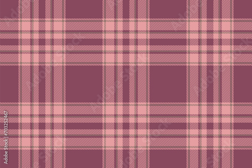 Plaid background, check seamless pattern in pink. Vector fabric texture for textile print, wrapping paper, gift card or wallpaper.