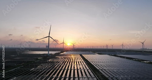 solar power plant and wind power station photo