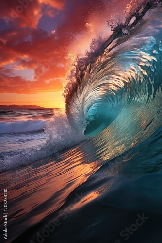 A massive wave in the ocean