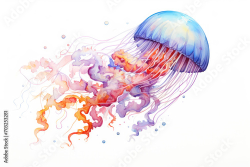 jellyfish colorful watercolor illustration
