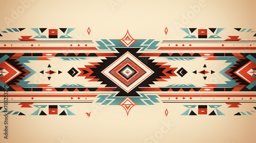 Aztec ethnic motif. Native american geometric pattern, colored mexican tribal art elements design. Colorful ancient culture symbols or ornament