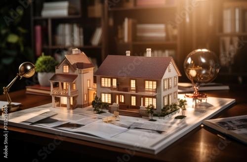 Small models of future houses, rising prices in the real estate market, generative AI