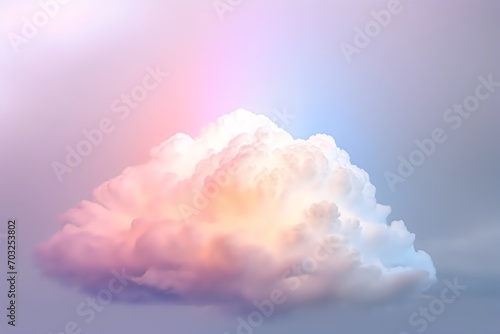 a cloud appears to be like a light cloud with a rainbow in the background