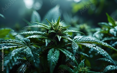Green cannabis plant close ...