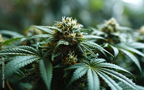 Green cannabis plant close ...