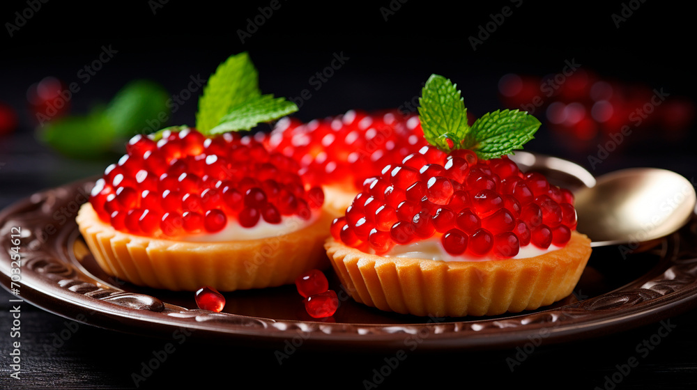 Tartlets with caviar on a plate. Selective focus. Tartlets with caviar on a plate. Selective focus.