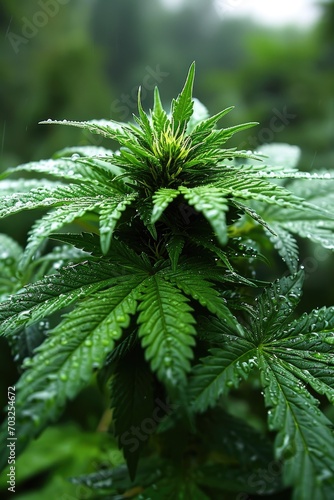 Green cannabis plant close ...