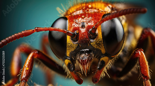 close up of a red wasp photo