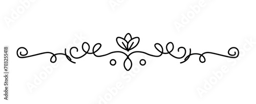Swirly divider of black line set. This swirly divider in line style, showcased against a clean white background exudes classic charm, suitable for various design applications. Vector illustration.